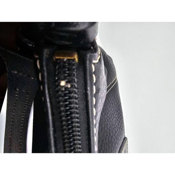 Y2K Dooney & Bourke Black Pebbled Leather Mini East West Slouch Hobo Duck Charm - Picture 12 of 14